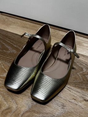Cole Haan Metallic Gold Mary Jane Flats